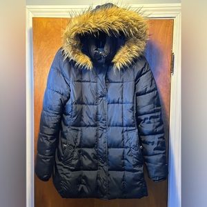 Women’s Small Tommy Hilfiger Full Zip / Full Button Hooded MidLength Puffer Coat